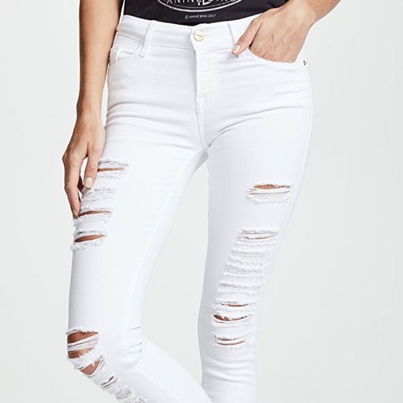 FRAME Denim Le Skinny de Jeanne Distressed Midrise - Picture 8 of 8